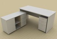 Moistureproof White Particle Board Office Furniture Standing Desk L Shape Design