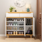 Eco - Friendly Melamine Shoe Shelves / Simple Style White Shoe Storage Cabinet